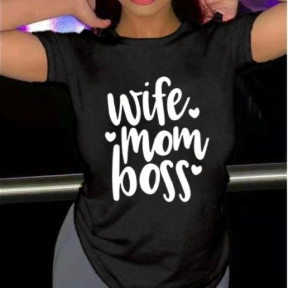 Wife Mom Boss  Black Top T-Shirt